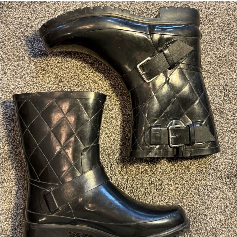 NWT Sperry Black Falcon Quilted & Lined Waterproof Rain Boots Size 10M - Picture 2 of 11